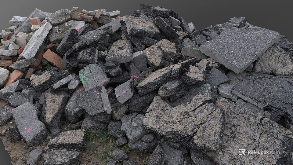Rough Natural Stone Piles With Various Sizes And Textures For Construction 3d model 