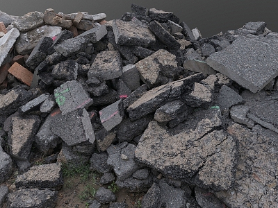 Road asphalt gravel pile asphalt stone brick building materials model