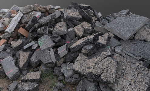 Road asphalt gravel pile asphalt stone brick building materials 3d model