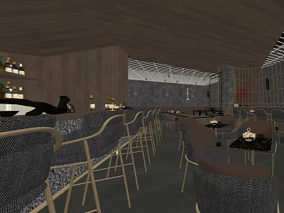 Contemporary Bar Interior Featuring Comfortable Seating Warm Lighting And Stylish Decor 3d model