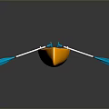 Yellow Kayak With Transparent Design And Blue Paddles On Dark Surface