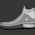 Gray High Top Shoes With Blue Accents Modern Design Side Logo And Illuminated Sole