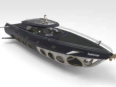 Seahorse Luxury Yacht With Modern Streamlined Design And Round Windows 3d model