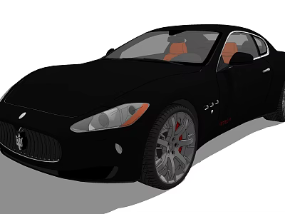 Black Maserati Sports Car With Orange Interior Sleek Design And Silver Wheels 3d model