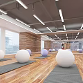 Modern Fitness Gym With Spacious Workout Area Premium Equipment Wooden Flooring And Glass Windows