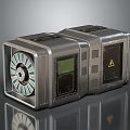 Industrial Tech Device With Metallic Casing Circular Knob Digital Screen And Warning Symbol 3d model