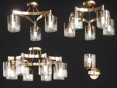 Modern Chandeliers With Various Designs Brass Frames And Clear Glass Shades For Home Decor 3d model