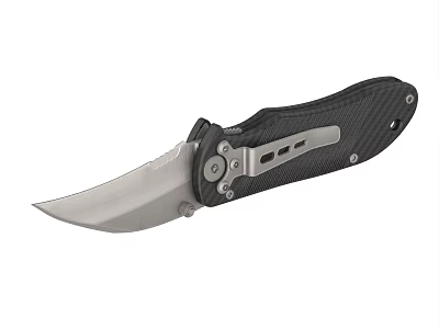 Tactical Folding Knife With Black Carbon Fiber Handle And Silver Stainless Steel Blade 3d model