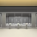 Modern Address Registration Reception Area With Service Counters Marble Walls And Ambient Lighting