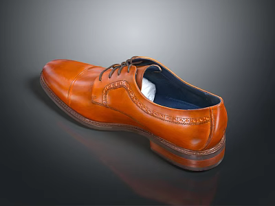 Men's Brown Leather Formal Dress Shoes With Lace Up Detail And Blue Lining 3d model