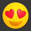 Yellow Emoji With Heart Shaped Eyes And Smiling Mouth On Black Background