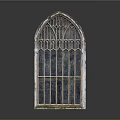 Gothic Stained Glass Window With Arched Design And Intricate Decorative Patterns 3d model