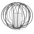 Modern Spherical Table Lamp With Black Wire Frame And White Base