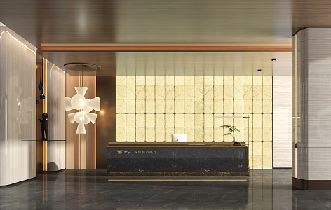 Light luxury front desk reception hall front desk reception 3d model