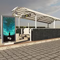 Modern Metro Station Covered Entrance With METRO Sign And Platform Access