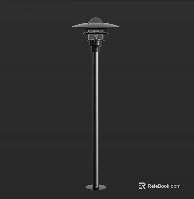Black Standing Outdoor Light With Slim Pole And Modern Design For Garden Decoration Use 3d model 