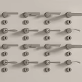 Various Types of Metal Door Handles with Different Designs Arranged in Rows