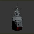 Modern Military Warship With Number 375 Red And White Hull Radar System And Deck