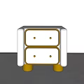 Stylish Modern White Nightstand With Two Drawers Brown Trim And Wooden Legs Design
