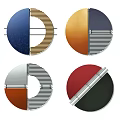 Modern Circular Wall Decor Featuring Multicolored Half Panels And Striped Accents