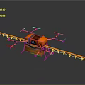 Orange Multirotor Space Drone with Propellers and Equipment for Exploration Missions