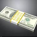 Stack of US Dollar Bills Bundled as Ten Thousand Dollars Cash
