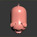 Cute Pink Chubby Piggy Bank Character With Big Ears And Black Eyes On Reflective Surface