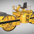 Yellow Road Roller With Double Drums And Metal Driver Seat Frame 3d model