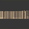 Wooden Pillars Arranged With Different Heights on Smooth Black Surface With Reflection and Gray Background