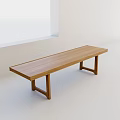 Solid Wood Long Bench With Simple Design In White Room Near Window 3d model