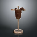 Medieval Weapon Brown Armor Displayed on Wooden Stand with Rustic Finish