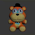 Adorable Red Plush Bear Toy With Black Hat Blue Eyes Yellow Nose And Paws
