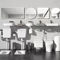 Modern Bathroom Suite With Vanity Sink Toilet Mirrors And Faucet Fixtures