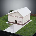 Light Colored House With White Roof Windows Green Grass Pathway And Trees