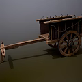 Traditional Wooden Cart With Large Spoked Wheel Wooden Frame And Rope Bindings