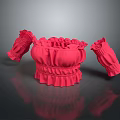 Red Ruffled Household Bowl With Frilled Sleeve Covers For Home Decorative Use