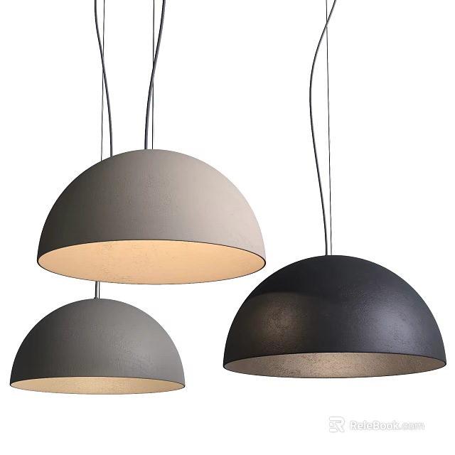 Modern Hemispherical Shade Pendant Lights in Multiple Colors for Home Decor 3d model