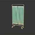 Mobile Medical Partition Screen With Green Fabric And Metal Frame
