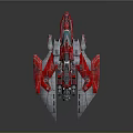 Red And Silver Mechanical Spaceship Model Showcasing Intricate Engine Wing And Structural Design 3d model