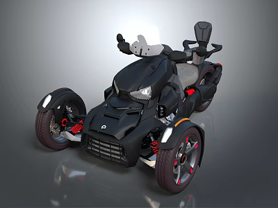 Black Electric Toy Three Wheel Vehicle With Modern Design Comfortable Seat And LED Headlights 3d model