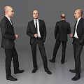 Professional Men In Black Suits With Ties In Different Standing Poses
