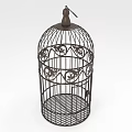 Decorative Metal Pet Cage With Intricate Patterns And Hanging Hook On Top