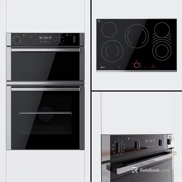 Modern Kitchen Appliances With Built In Oven Induction Cooktop And Control Panel 3d model 