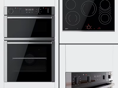 Modern Kitchen Appliances With Built In Oven Induction Cooktop And Control Panel 3d model