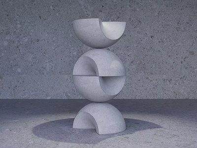 Modern Minimalist Concrete Decorative Ornament Set with Stacked Geometric Cut-outs for Indoor Decoration 3d model