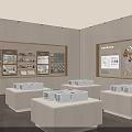 Elegant Modern Sales Office Interior With Sample Displays Models And Counters