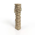 Natural Stone Pillar Featuring Stacked Rough Stones And Textured Surface