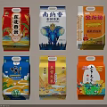 Various Rice Brand Packaging Designs With Different Bag Styles 3d model