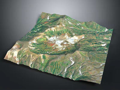 Detailed 3D Terrain Model Featuring Mountain Ranges Green Vegetation And Snowy Peaks 3d model