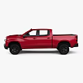 Red Chevrolet Pickup Truck With Black Wheels And Front Grille Design